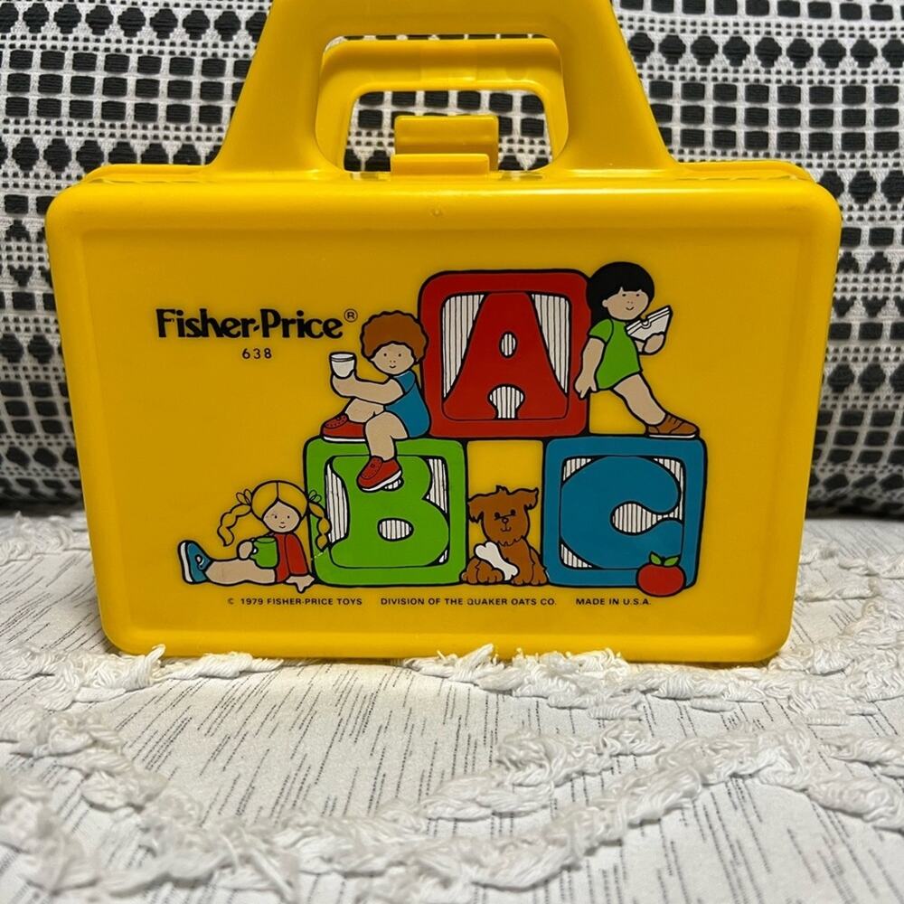 Vintage 1980s Fisher Price #638 Play Lunch Box A-B-C-D Yellow